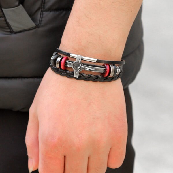 Fashion Vintage Jesus Cross Leather Bracelet - Image 5