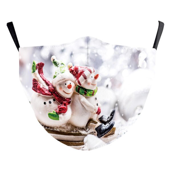 Christmas Snowman Digital Printing Double Layer Dustproof Mask - Image 3