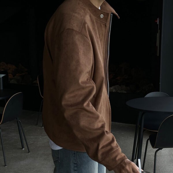 Brown Maillard Stand-up Collar Jacket - Image 4