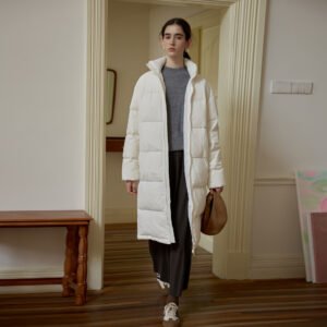 Zipper Snap Button Half Turtleneck Down Jacket