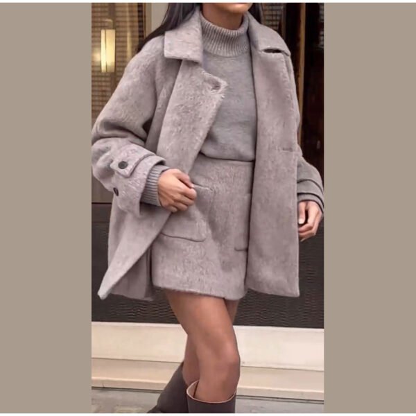 Short Lapels Woolen Jacket Coat - Image 4
