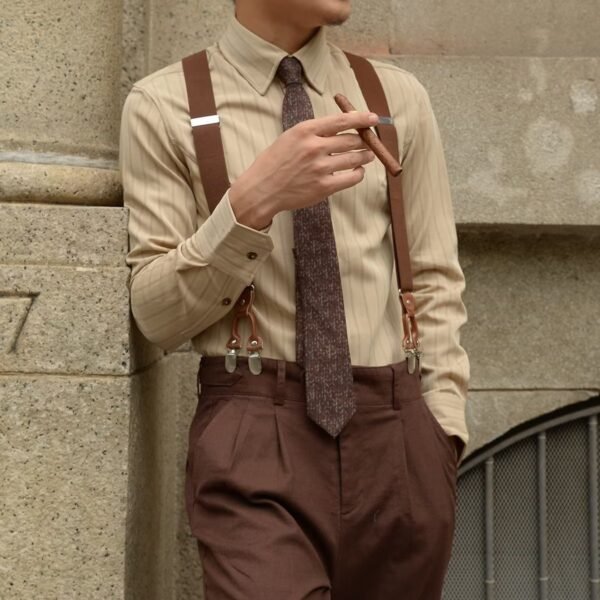 Spring And Autumn Vintage Striped Shirt Men - Image 2