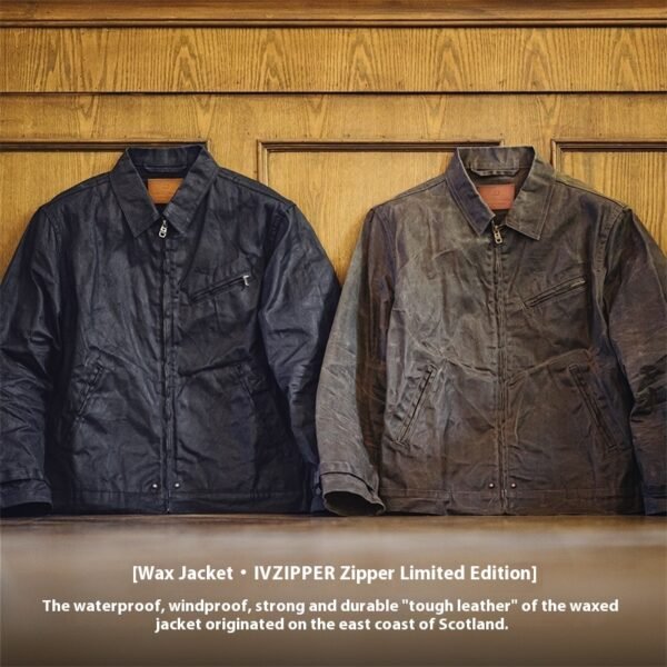 American Retro Four-generation Canvas Oil Wax Jacket Amekaji Tough Guy Zipper Short Coat - Image 3