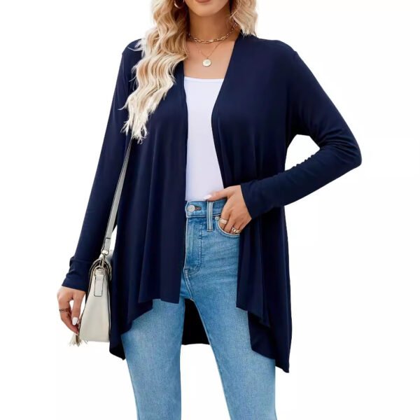 Solid Color Cardigan Top Women - Image 2