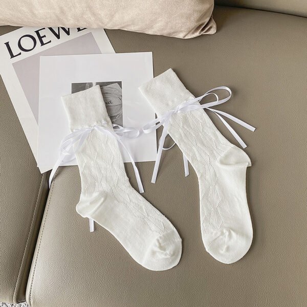 Thin French Ribbon Bow Tube Socks For Children - Image 6