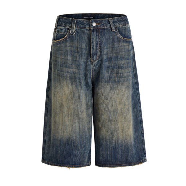Wide Leg Cropped Jeans Summer Retro Washed Distressed Straight - Image 7