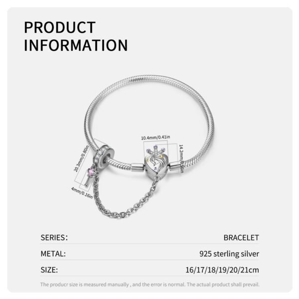 S925 Sterling Silver Heart Lock Snake Bone Chain Diy Beaded Bracelet Basic Chain - Image 2