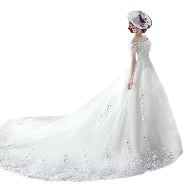Wedding Dress Bride One-shoulder Trailing French Veil Hepburn Female - Image 2