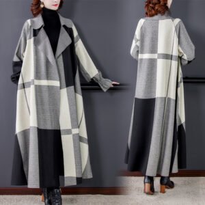 Elegant Plaid Trench Coat