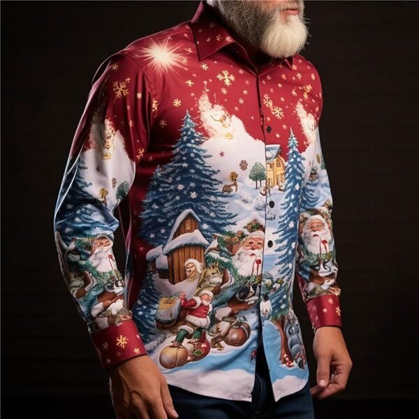 Christmas Element Men's Lapel Casual Shirt - Image 2