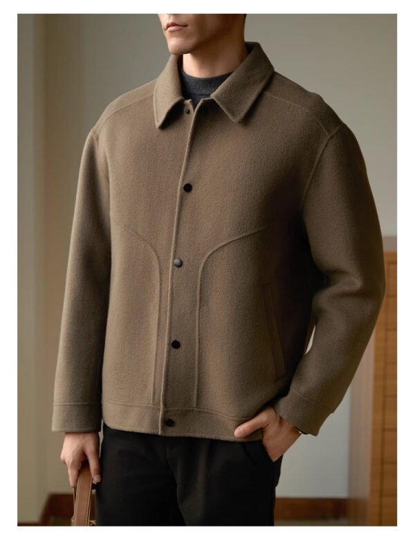 Men's Woolen Coat Autumn And Winter High Sense Double-faced Woolen Goods Polo Collar Jacket - Image 2