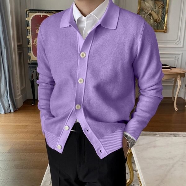 Casual European And American Men's Button Knitted Cardigan - Image 3