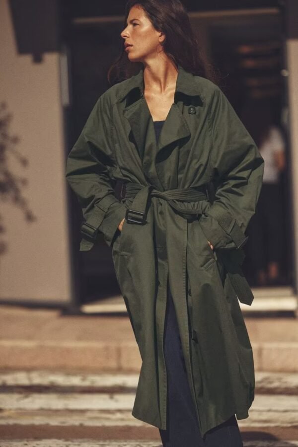 Women's Loose Long Trench Coat And Overcoat With Strap - Image 10