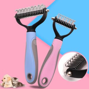 Double-Sided Stainless Pet Brush for Hair Removal