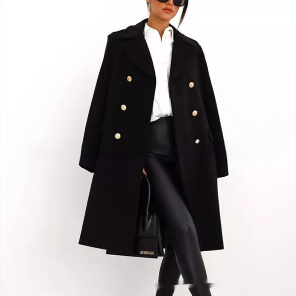 Simple Double Breasted Woolen Trench - Image 4