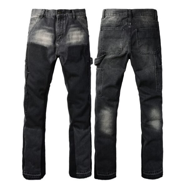 Denim Non-elastic Slim Fit Bootcut Trousers Men - Image 3