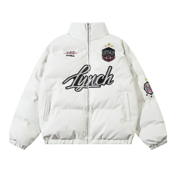 American Retro High Street Letter Embroidery Cotton Coat Jacket - Image 7