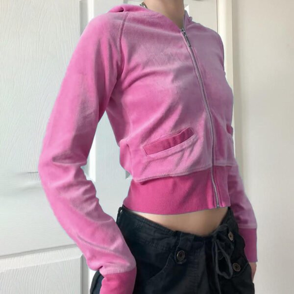 European And American New Suede Hooded Zipper Jacket - Image 2
