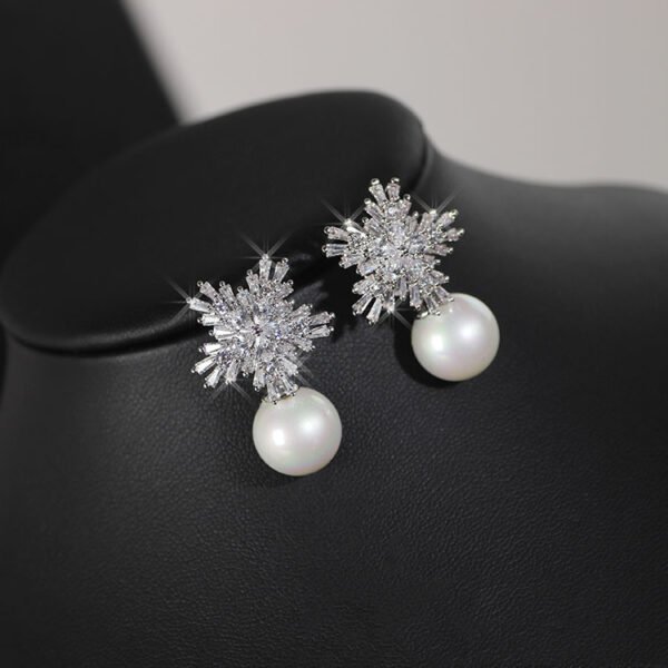 Korean temperament luxury high-grade pearl necklace earrings set with zircon jewelry micro all-match fashion bride - Image 7