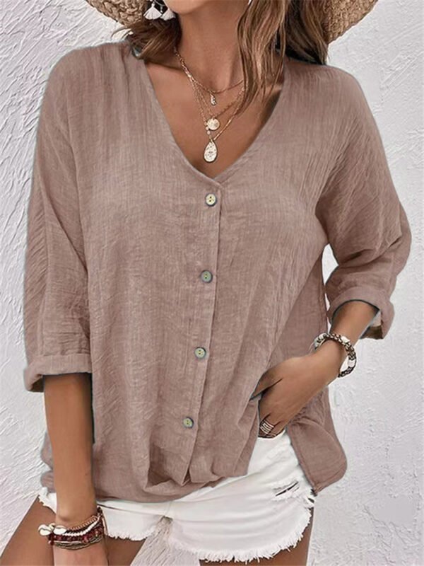 Cross-border New Arrival Women's V-neck Buttons Chiffon Cardigan Long Sleeve - Image 3