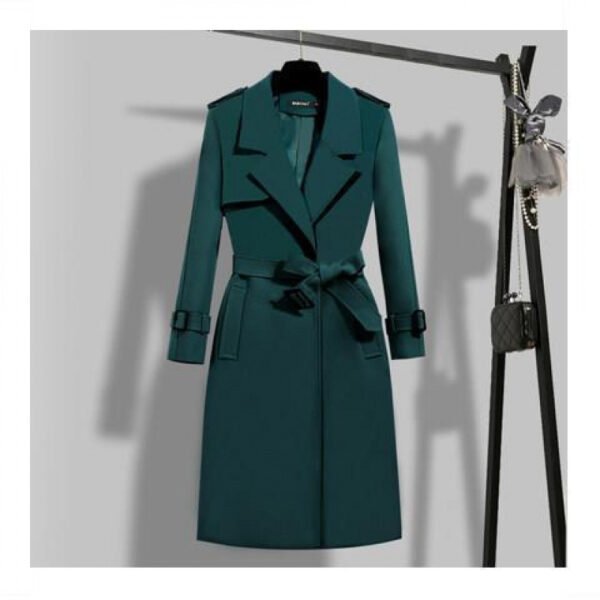 Elegant Slim-fit Slimming Waist Mid-length Trench Coat - Image 4