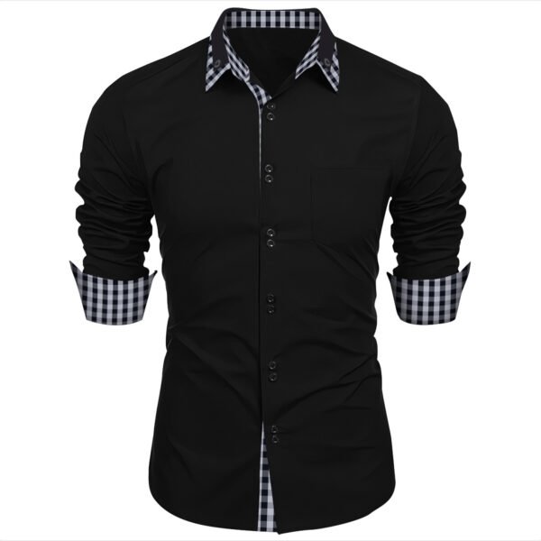 Collar Stitching Plaid Lapel Shirt European And American - Image 6