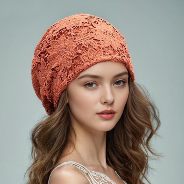 Lace Breathable Empty Flower Cover Gray Hair Pile Style Air Conditioning Cap - Image 8