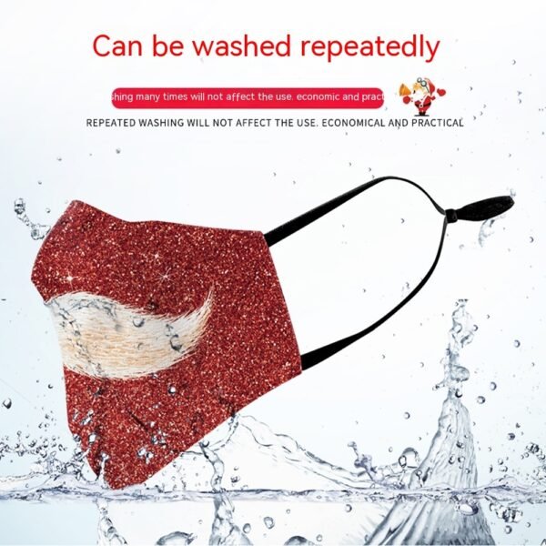 Christmas Beard Digital Printing Double Layer Dustproof Mask - Image 2