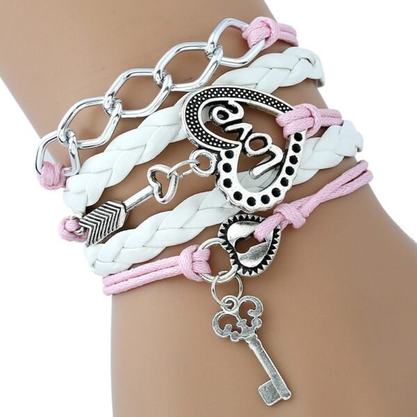 Love lock a lock heart chain love password diy bracelet wax rope braid bracelet