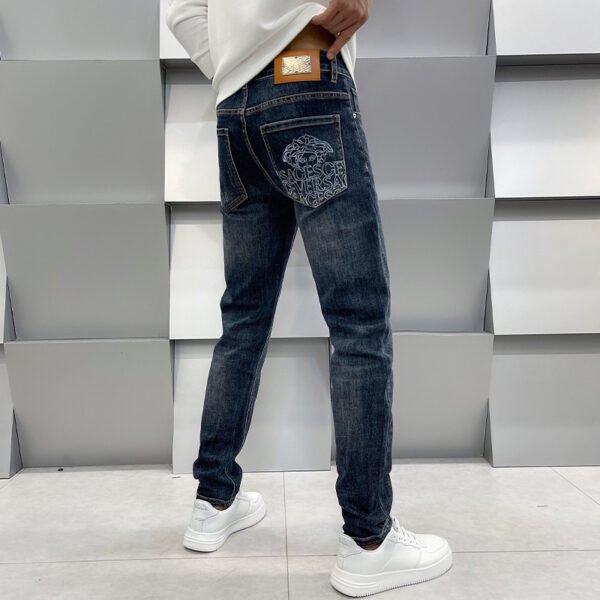 Men's Casual Slim Fit Straight Leg Elastic Jeans - Image 4