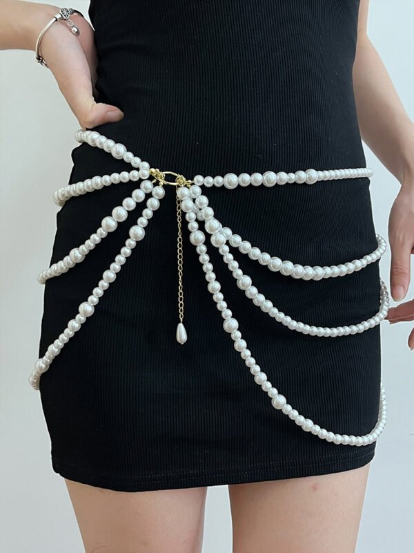 Multi-layer Pearl Waist Chain Female Tassel Belt Dress Sweater - Image 9