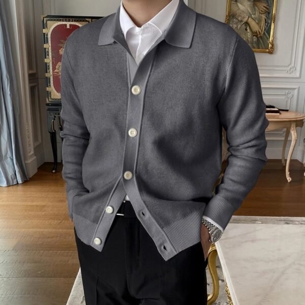Casual European And American Men's Button Knitted Cardigan - Image 5