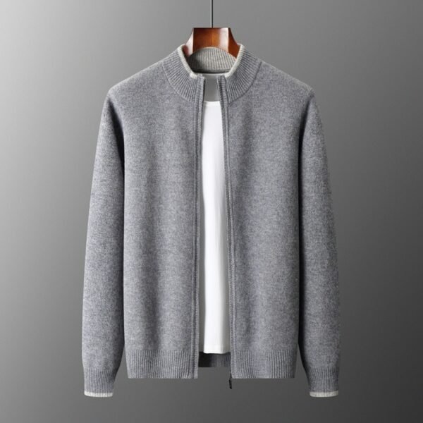 Autumn And Winter New Men's Contrast Color Cardigan Half Turtleneck Zipper Sweater Men - Image 3