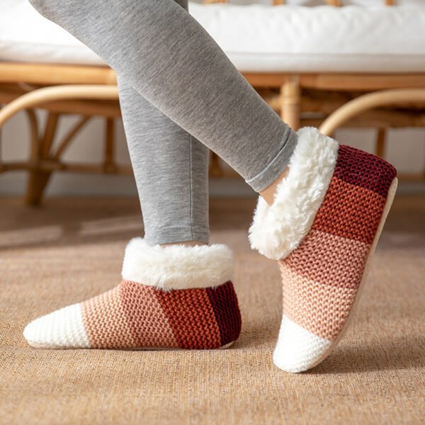 Women's Color-matching Knitted Plush Floor Socks Home Indoor Warm Non-slip Carpet Socks Winter Fashion - Image 3