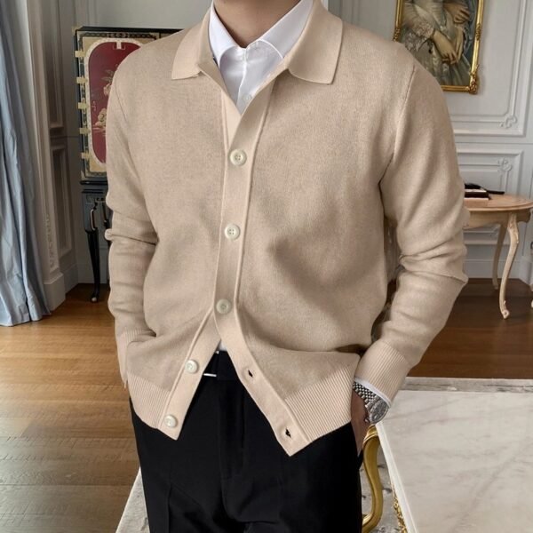 Casual European And American Men's Button Knitted Cardigan - Image 4