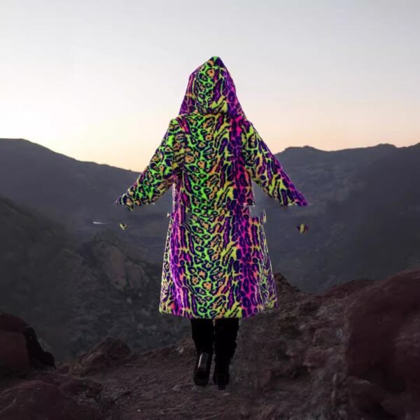 Fur Neon Leopard Print Furry Coat - Image 3