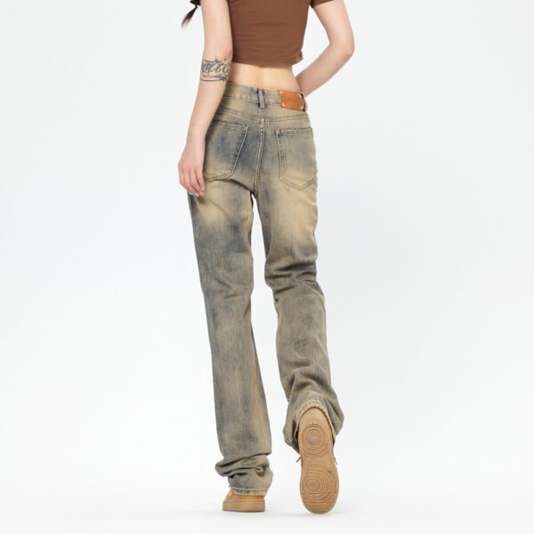 Autumn American Printing And Dyeing Straight Yellow Mud Jeans - Image 3
