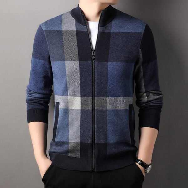 Autumn Striped Color Matching Cardigan Men's Knitting Sweater Versatile Loose - Image 2