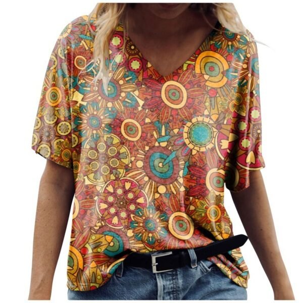 Short Sleeved T-shirt Printed On Women's Clothing - Image 2