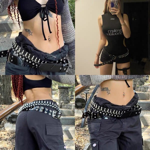 Rivet Belt Rock Trend Punk Bullet Black Belt Men And Women Personality Fashion Hip-hop Accessories - Image 7