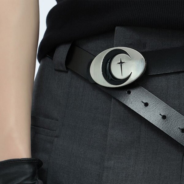 Personalized Distressed Metal Oval Moon Snap Button Decoration Belt - Image 3
