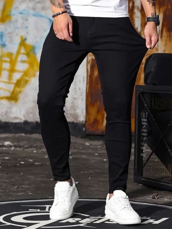 Man Pants Retro Washing Zipper Sretch Jeans Casual Slim Fit - Image 6