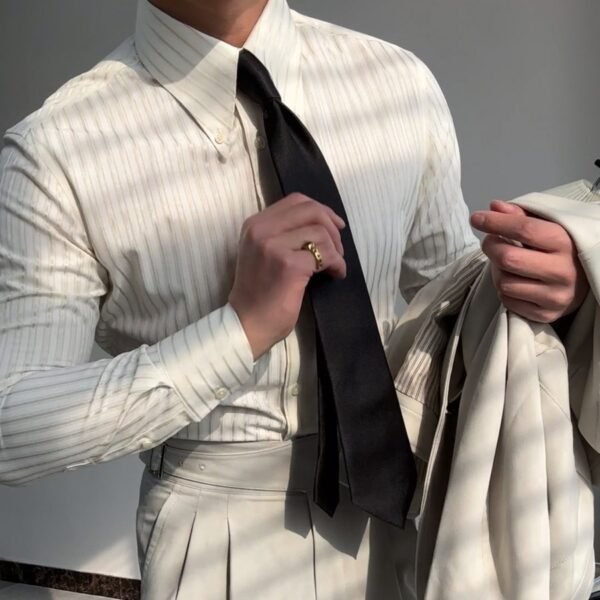 Spring Leisure Business Pointed Collar Striped Shirt - Image 2