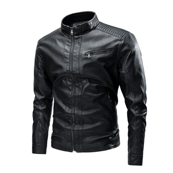 Spring And Autumn Cross-border Casual Men's Leather Clothing Stitching Motorcycle Retro Fashion Leather Jacket Coat - Image 2