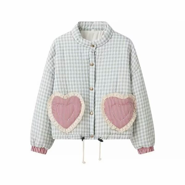 Women's Love Plaid Cotton-padded Coat - Image 7