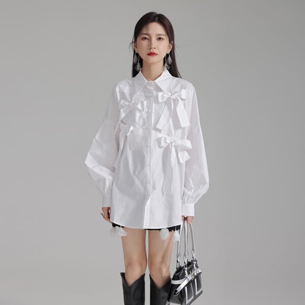 New Women's Bow White Shirt - Image 3