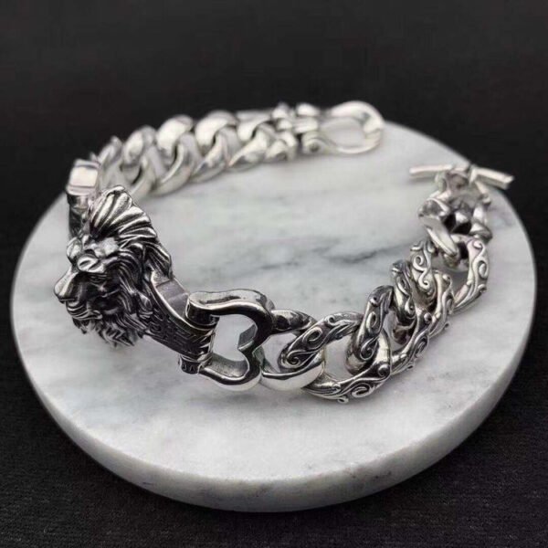 Thai Silver Aggressive Men's Bracelet Pattern - Image 2