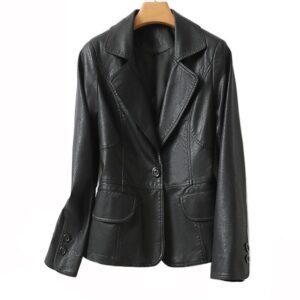 Elegant Sheep Leather Jacket Women's Suit Short Slim Fit Slimming