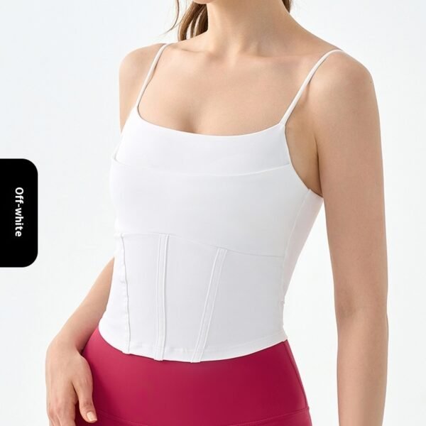Fake Two-piece Yoga Vest Female Semi-fixed Fishbone Tangent Vest Tops Outerwear - Image 6