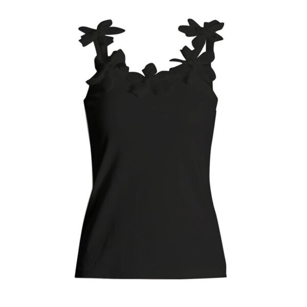 Casual Outdoor Women's Elegant Stitching Three-dimensional Flower Design Sling Top - Image 6